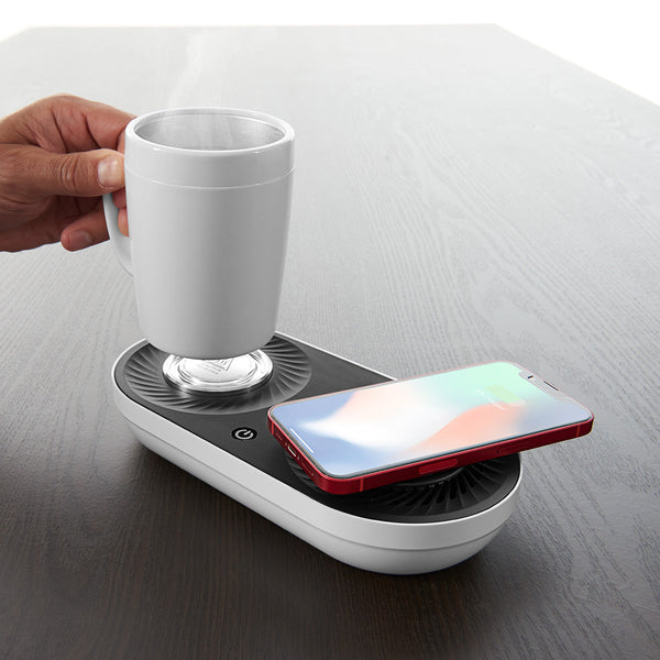 Heating/Cooling Beverage Base with Wireless Charging by Sharper Image