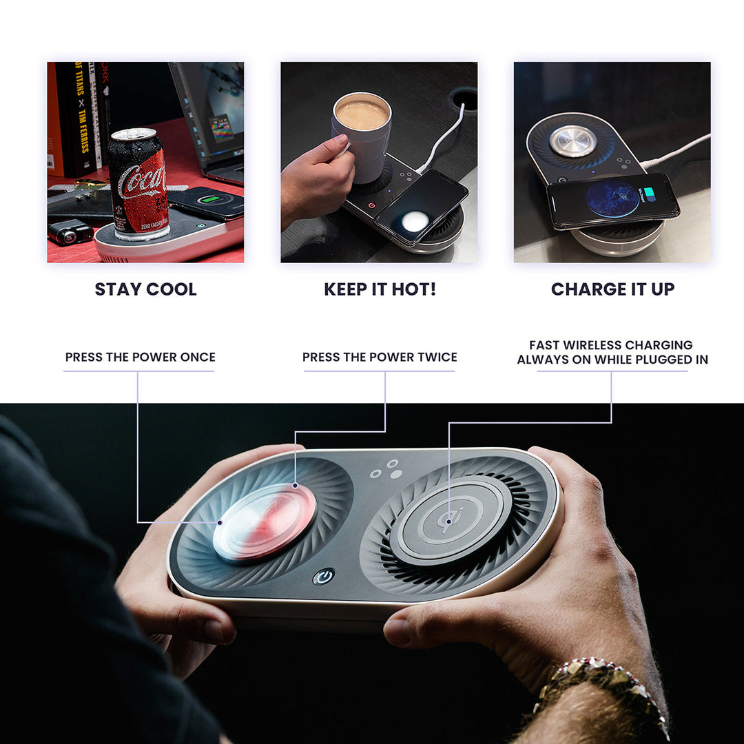 Heating/Cooling Beverage Base with Wireless Charging by Sharper Image