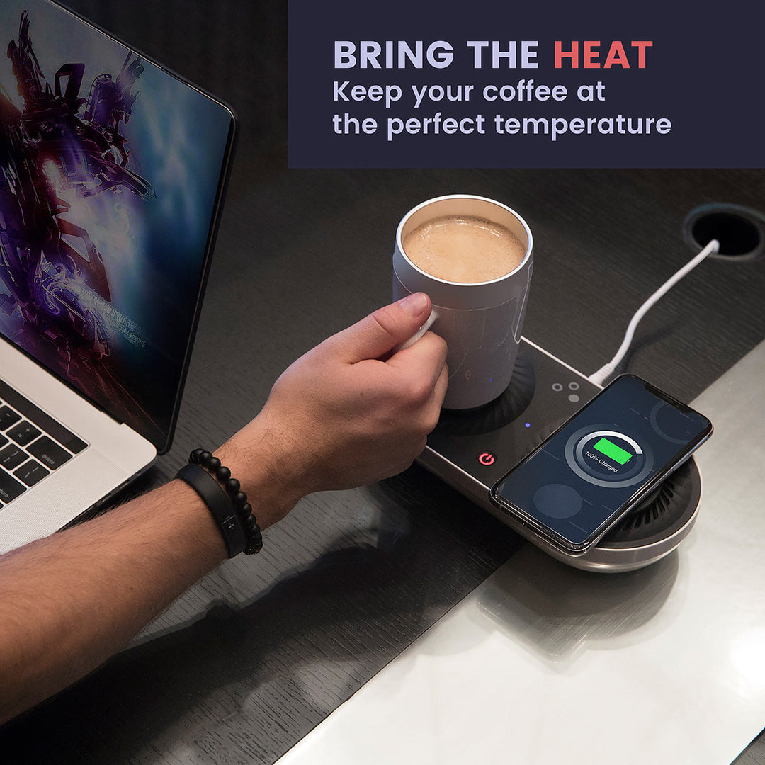 Heating/Cooling Beverage Base with Wireless Charging by Sharper Image