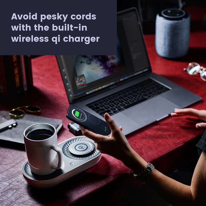 Heating/Cooling Beverage Base with Wireless Charging by Sharper Image